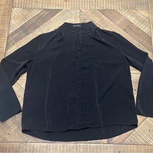 SHEIN Black Split-Neck Long Sleeve Blouse -
